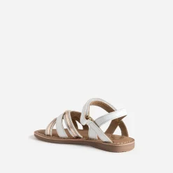 Buggy Sandales^Sandale he et dorée en cuir BLANC