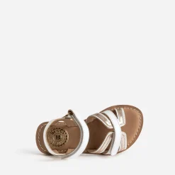 Buggy Sandales^Sandale he et dorée en cuir BLANC