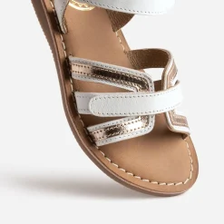 Buggy Sandales^Sandale he et dorée en cuir BLANC