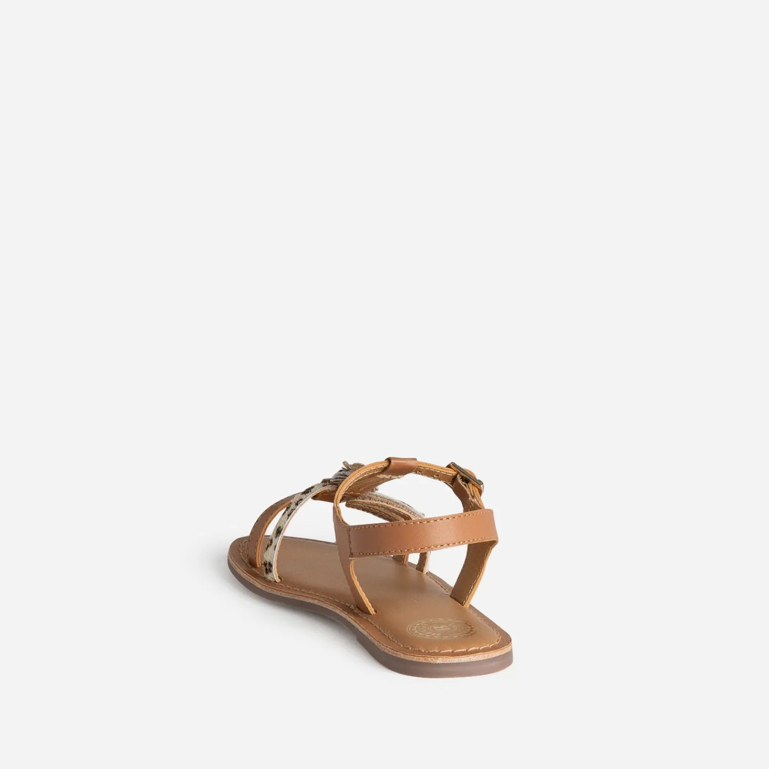 Buggy Sandales^Sandale cuir décor plumes CAMEL
