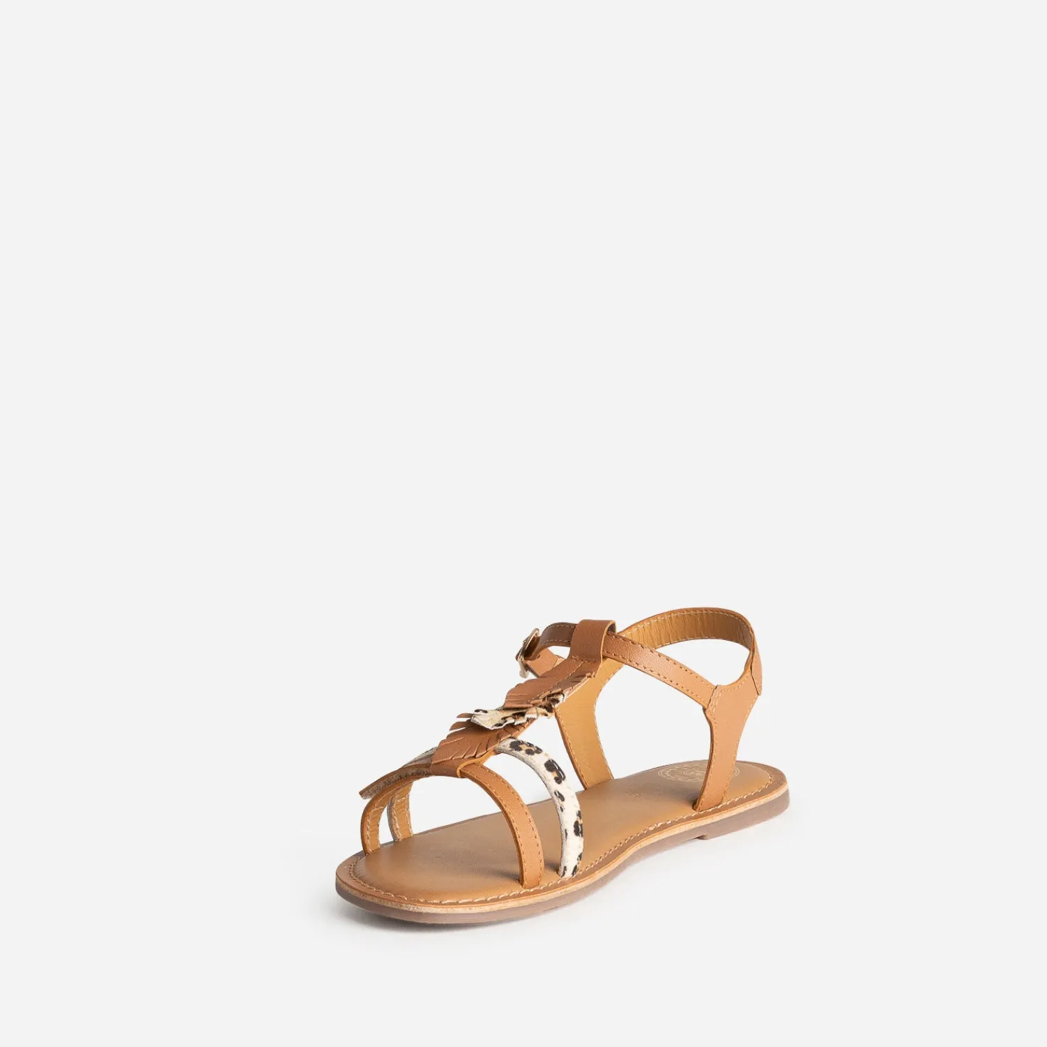 Buggy Sandales^Sandale cuir décor plumes CAMEL