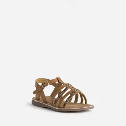 Buggy Sandales^Sandale cuir brodé perles CAMEL