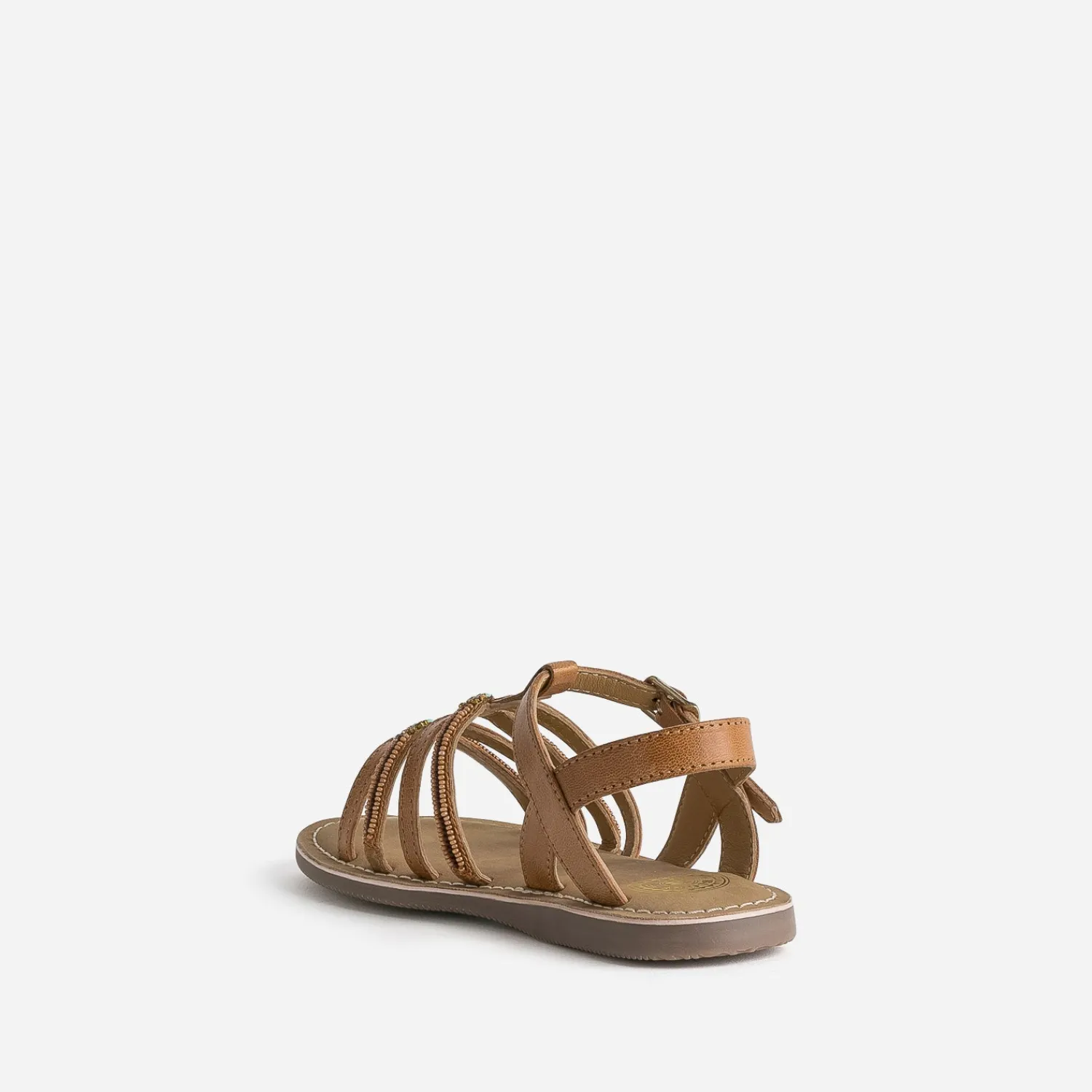 Buggy Sandales^Sandale cuir brodé perles CAMEL