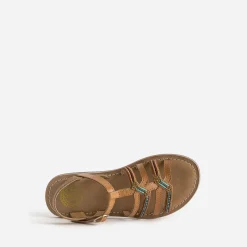Buggy Sandales^Sandale cuir brodé perles CAMEL