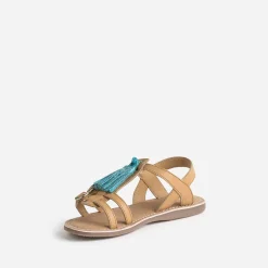 Buggy Sandales^Sandale en cuir avec pompons CAMEL