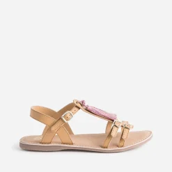 Buggy Sandales^Sandale en cuir avec pompons CAMEL