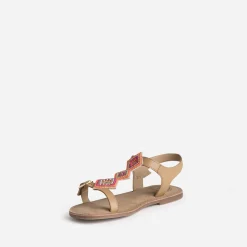 Buggy Sandales^Sandale cuir beige clair à perles OR