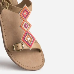 Buggy Sandales^Sandale cuir beige clair à perles OR