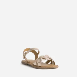 Buggy Sandales^Sandale cuir doré brides tressées ROSE