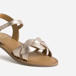 Buggy Sandales^Sandale cuir doré brides tressées ROSE