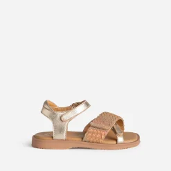 Buggy Sandales^Sandale dorée cuir bride tressée MULTICOLORE