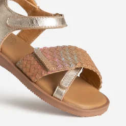 Buggy Sandales^Sandale dorée cuir bride tressée MULTICOLORE