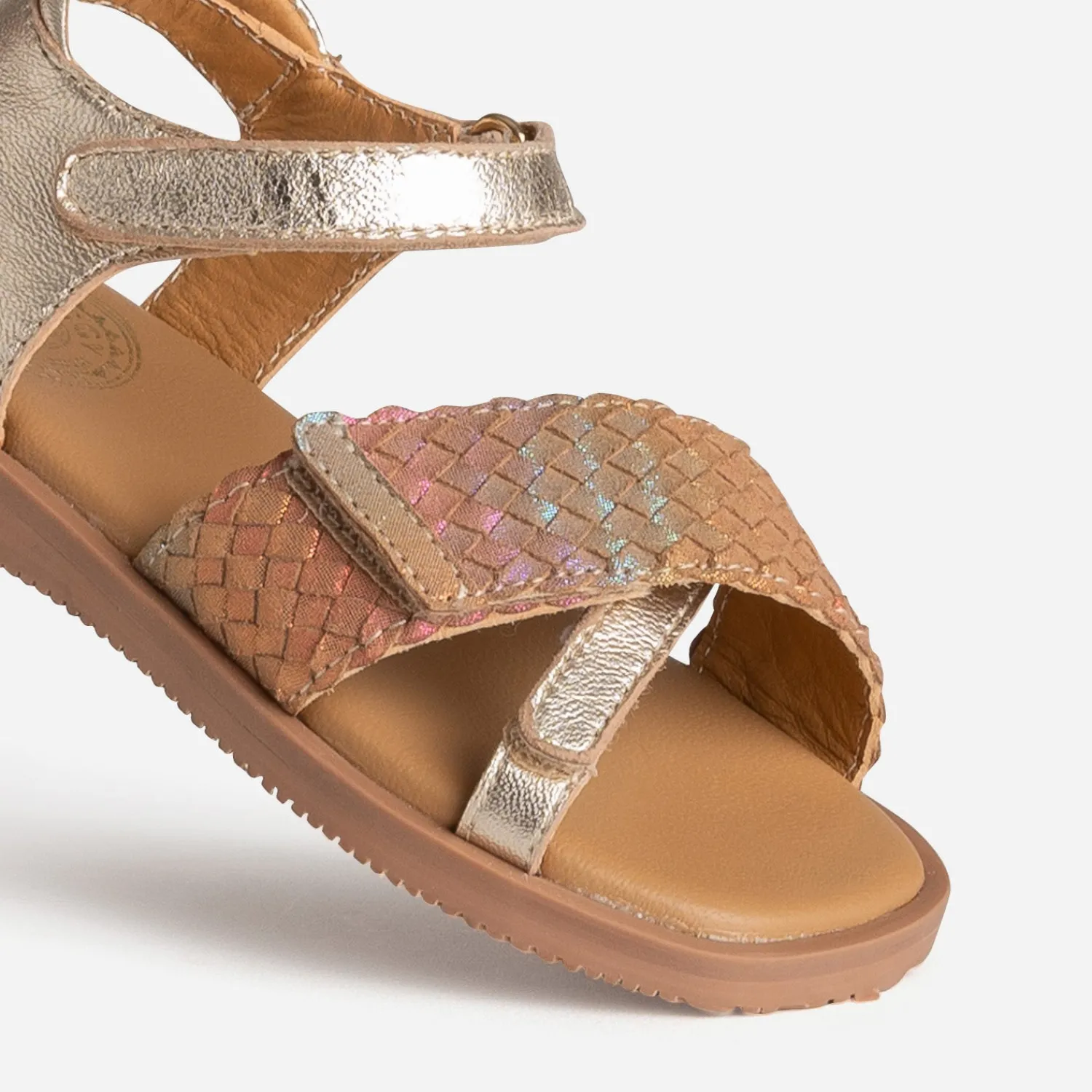 Buggy Sandales^Sandale dorée cuir bride tressée MULTICOLORE