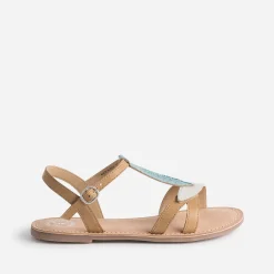 Buggy Sandales^Sandale dorée en cuir avec brides-feuilles CAMEL