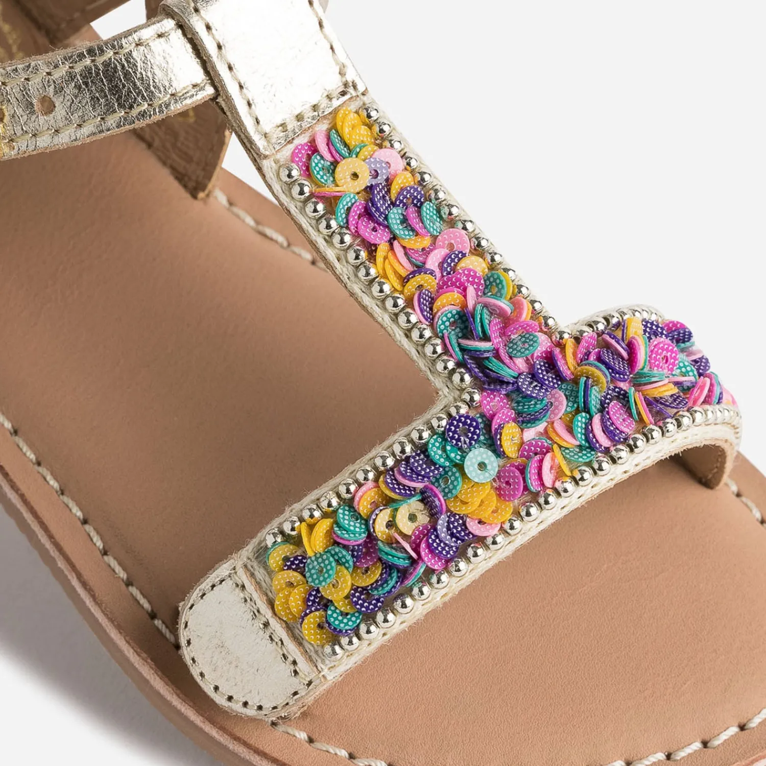 Buggy Sandales^Sandale dorée en cuir à sequins MULTICOLORE