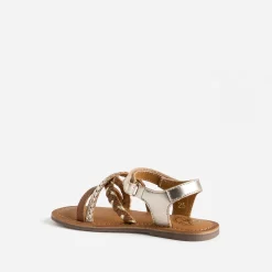 Buggy Sandales^Sandale dorée et camel en cuir COGNAC