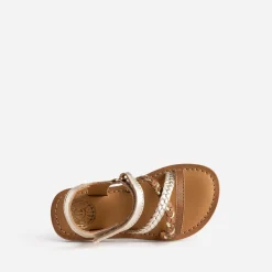 Buggy Sandales^Sandale dorée et camel en cuir COGNAC
