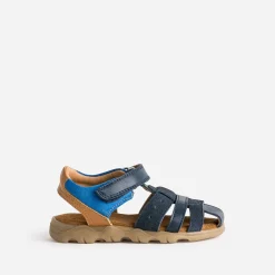 Buggy Sandales^Sandale , bleue, camel cuir MARINE