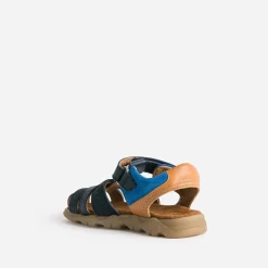 Buggy Sandales^Sandale , bleue, camel cuir MARINE