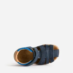 Buggy Sandales^Sandale , bleue, camel cuir MARINE