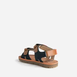 Buggy Sandales^Sandale marine, marron, orange en cuir BLEU