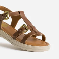 Buggy Sandales^Sandale marron cuir semelle épaisse COGNAC
