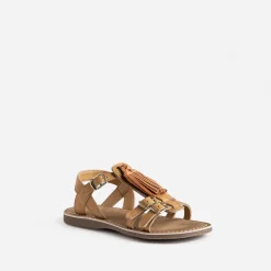 Buggy Sandales^Sandale marron cuir pampilles amovibles MARRON CLAIR