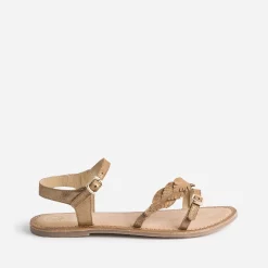 Buggy Sandales^Sandale marron en cuir velours avec feuilles OR