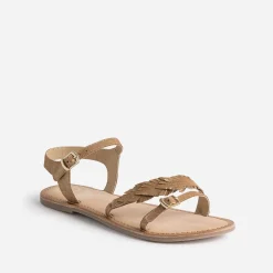 Buggy Sandales^Sandale marron en cuir velours avec feuilles OR