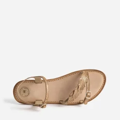 Buggy Sandales^Sandale marron en cuir velours avec feuilles OR