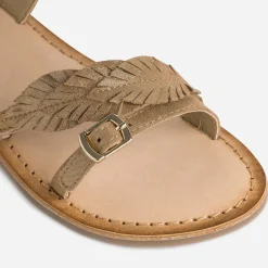 Buggy Sandales^Sandale marron en cuir velours avec feuilles OR