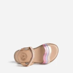 Buggy Sandales^Sandale rose cuivré cuir bride tricolore MULTICOLORE