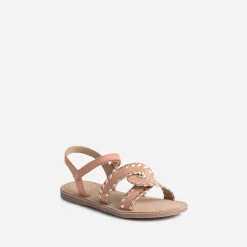 Buggy Sandales^Sandale saumon et dorée en cuir velours ROSE