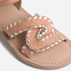 Buggy Sandales^Sandale saumon et dorée en cuir velours ROSE