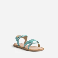 Buggy Sandales^Sandale turquoise en cuir velours avec plumes BLEU