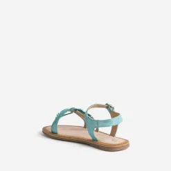 Buggy Sandales^Sandale turquoise en cuir velours avec plumes BLEU