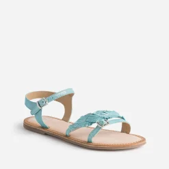 Buggy Sandales^Sandale turquoise en cuir velours avec plumes BLEU