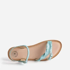 Buggy Sandales^Sandale turquoise en cuir velours avec plumes BLEU