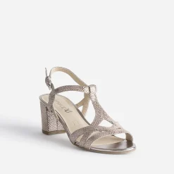 Caprice Sandales^Sandale beige en cuir velours effet python dé OR