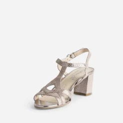 Caprice Sandales^Sandale beige en cuir velours effet python dé OR