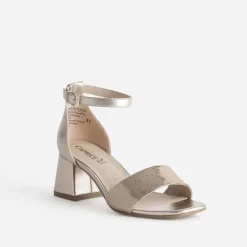 Caprice Sandales^Sandale noire cuir effet python verni OR