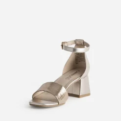 Caprice Sandales^Sandale noire cuir effet python verni OR