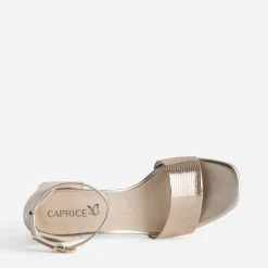 Caprice Sandales^Sandale noire cuir effet python verni OR