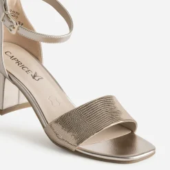 Caprice Sandales^Sandale noire cuir effet python verni OR