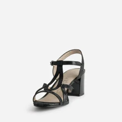 Caprice Sandales^Sandale e cuir effet python verni NOIR