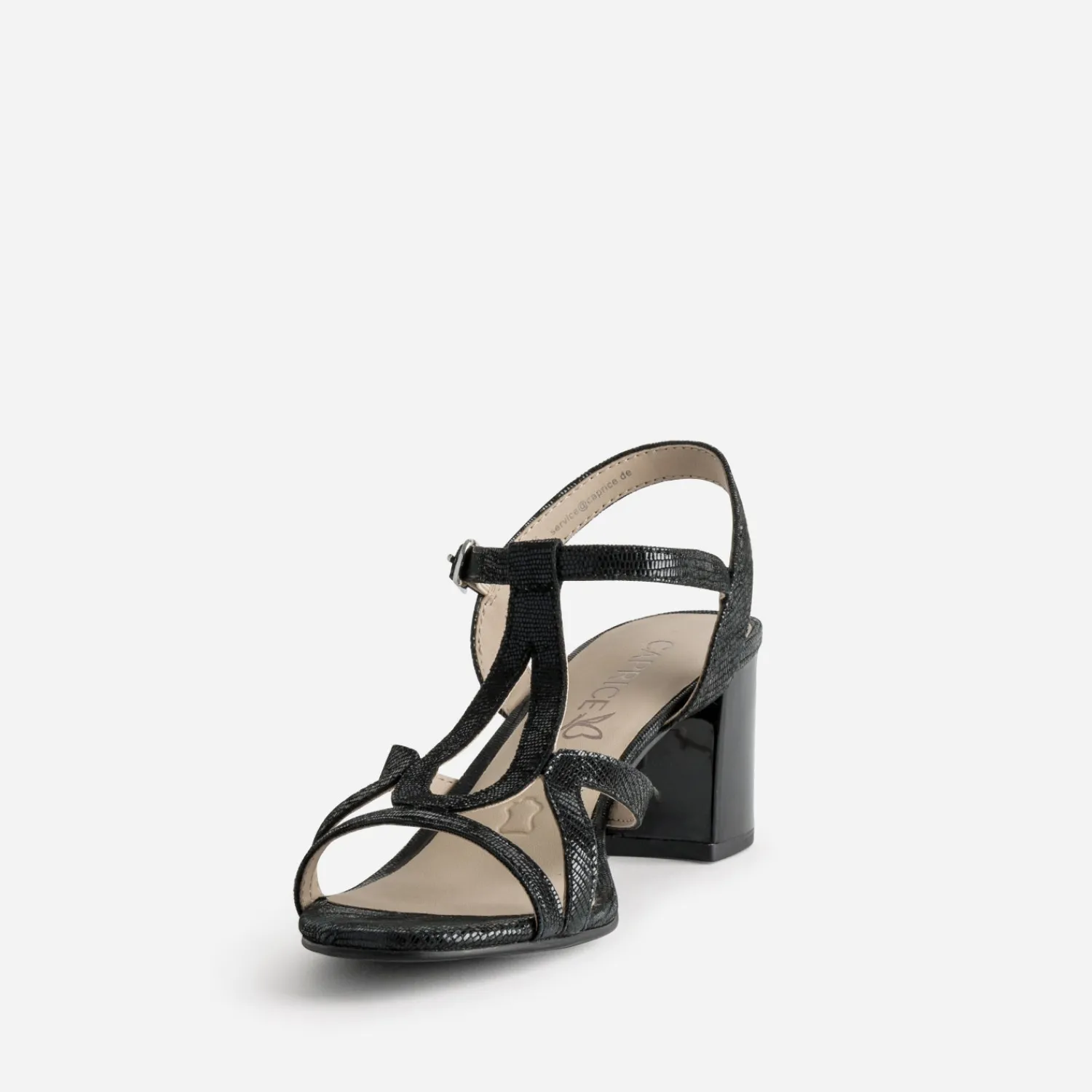 Caprice Sandales^Sandale e cuir effet python verni NOIR