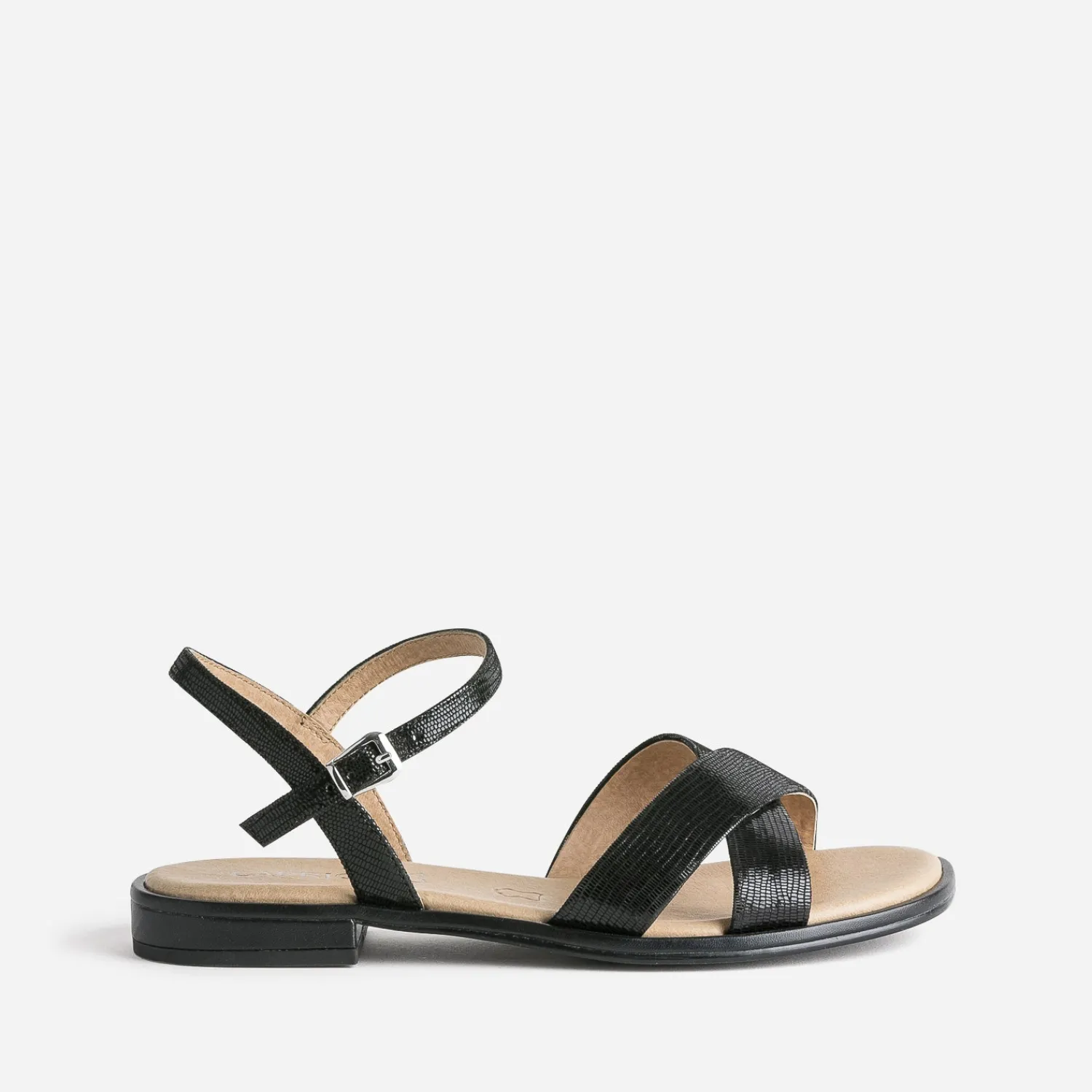 Caprice Sandales^Sandale e en cuir effet python NOIR