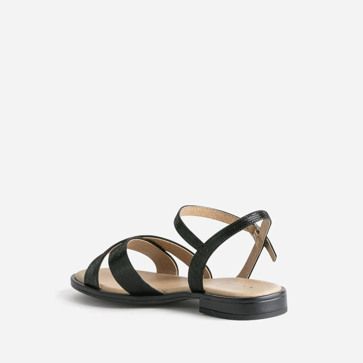 Caprice Sandales^Sandale e en cuir effet python NOIR