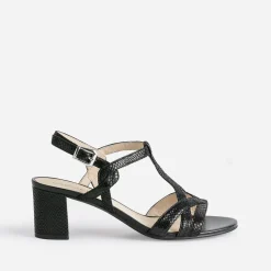 Caprice Sandales^Sandale e en cuir velours effet python NOIR