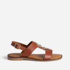 Eram Sandales^Sandale cuir détail bijou COGNAC